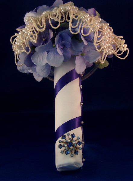 Wedding Bouquet - Blue Peacock Silk Hydrangea