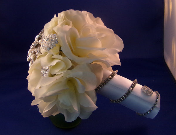 Wedding Bouquet - Dazzling White Pearl Silk Rose