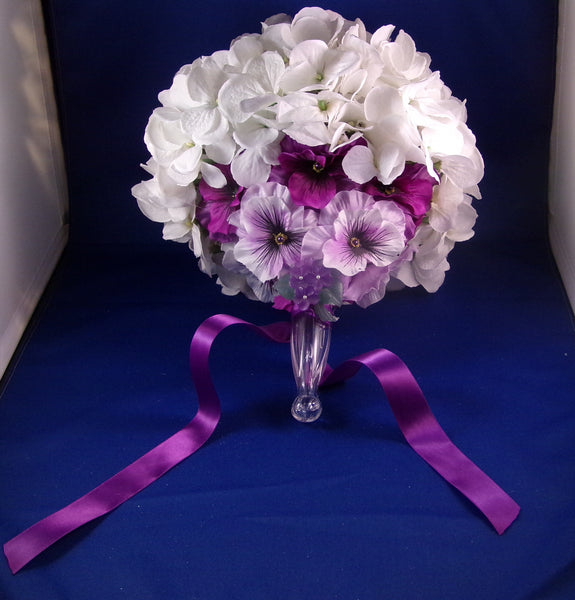 Bouquet-White Hydrangea Purple Pansy