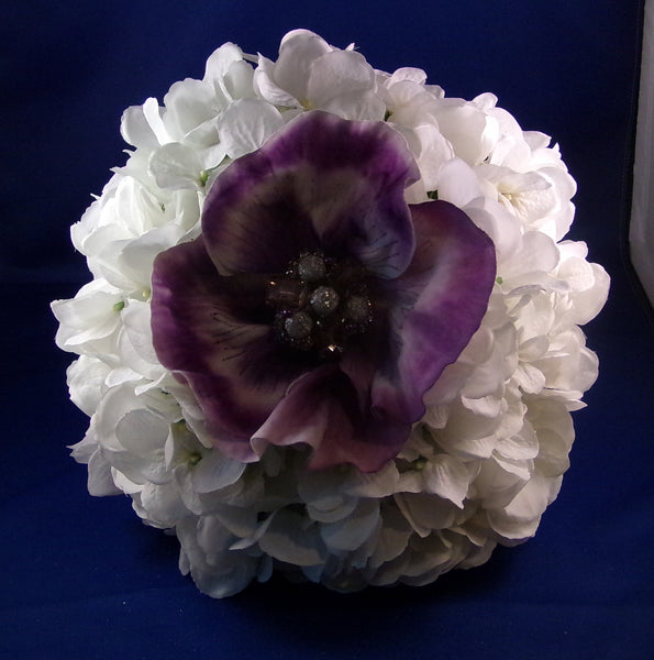 Bouquet-White Hydrangea Purple Pansy