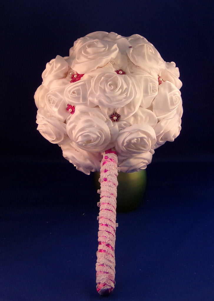 Bouquet-A White Satin Rose – A Garden of Dreams-Bouquets & Shadowboxes