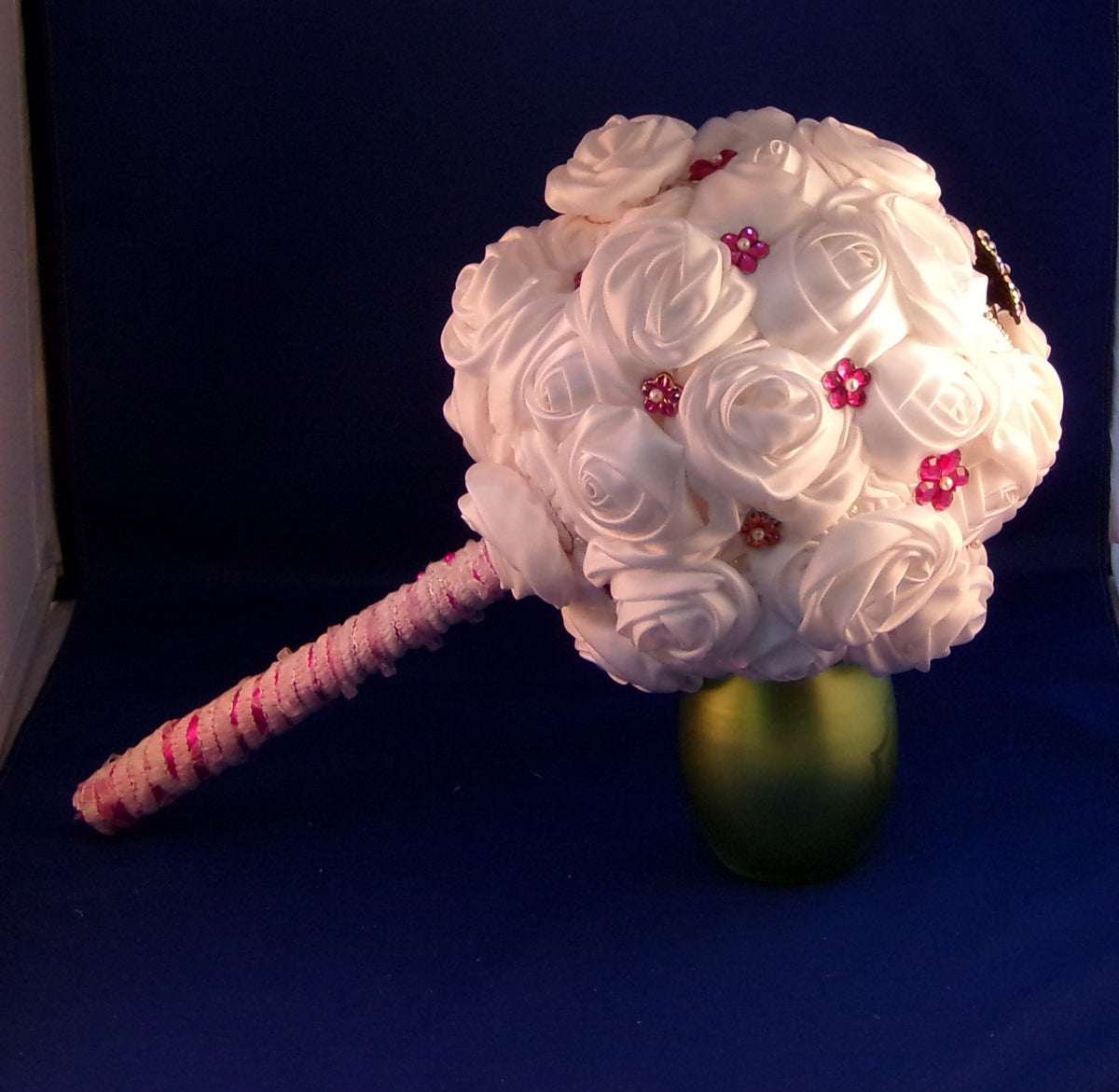 Bouquet-A White Satin Rose – A Garden of Dreams-Bouquets & Shadowboxes